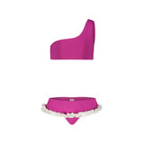 Bikini Monospalla lampone tulle