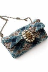 Pochette tessuto blu tempesta