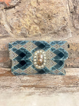 Pochette tessuto blu tempesta