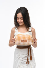 Set bauletto/ pochette / astuccio brown check