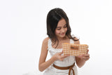 Set bauletto/ pochette / astuccio brown check