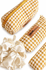 Set bauletto/ pochette / astuccio brown check