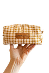 Set bauletto/ pochette / astuccio brown check