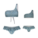 Bikini Monospalla Leopard blu